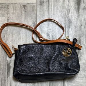 Valentina Black and Tan Crossbody Bag